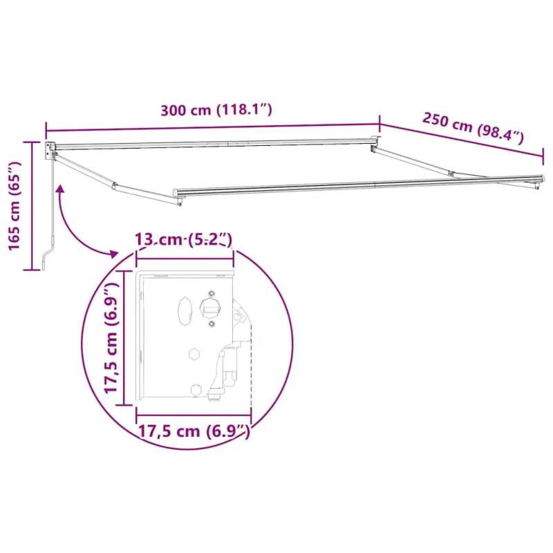 Ištraukiama markizė Raudona ir balta 300 x 250 cm