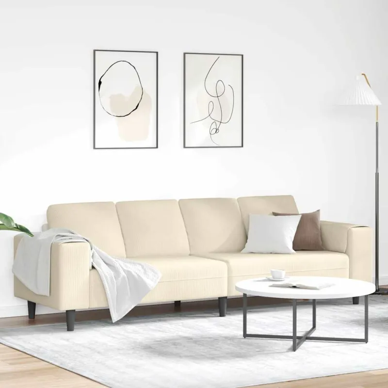 Sofa Kreminė 250 x 77 x 76 cm Kordūrinis audinys