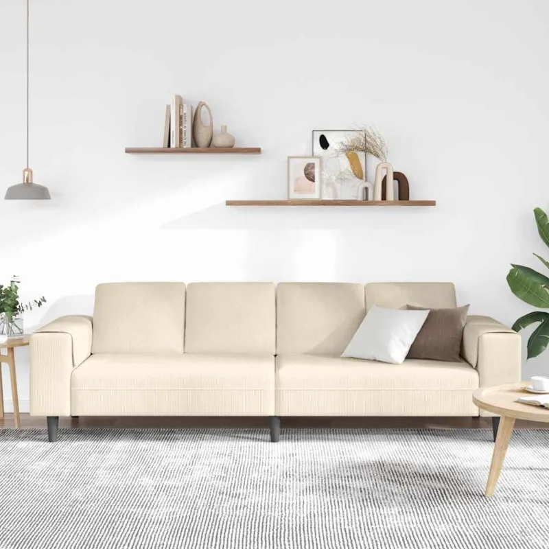 Sofa Kreminė 250 x 77 x 76 cm Kordūrinis audinys
