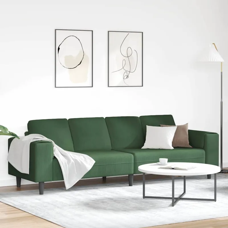 Sofa Tamsiai žalia 250 x 77 x 76 cm Kordūrinis audinys
