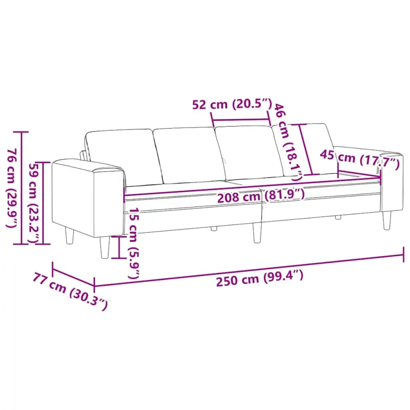 Svetainės sofa Armijos Žalia 250 x 77 x 76 cm