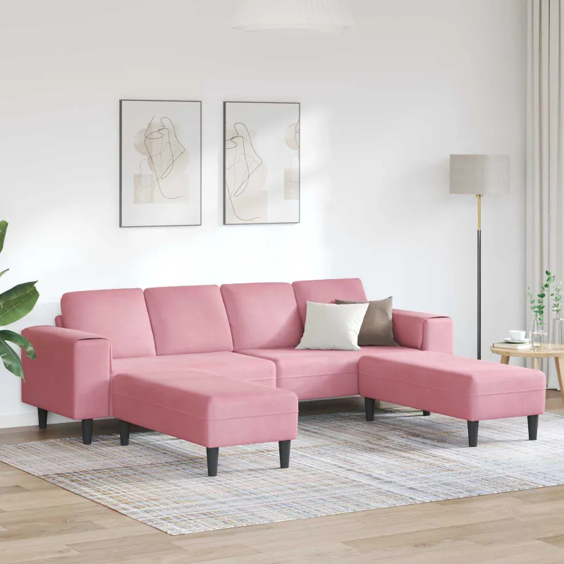 Svetainės sofa 3 pcs Rožinė 250 x 188 x 76 cm