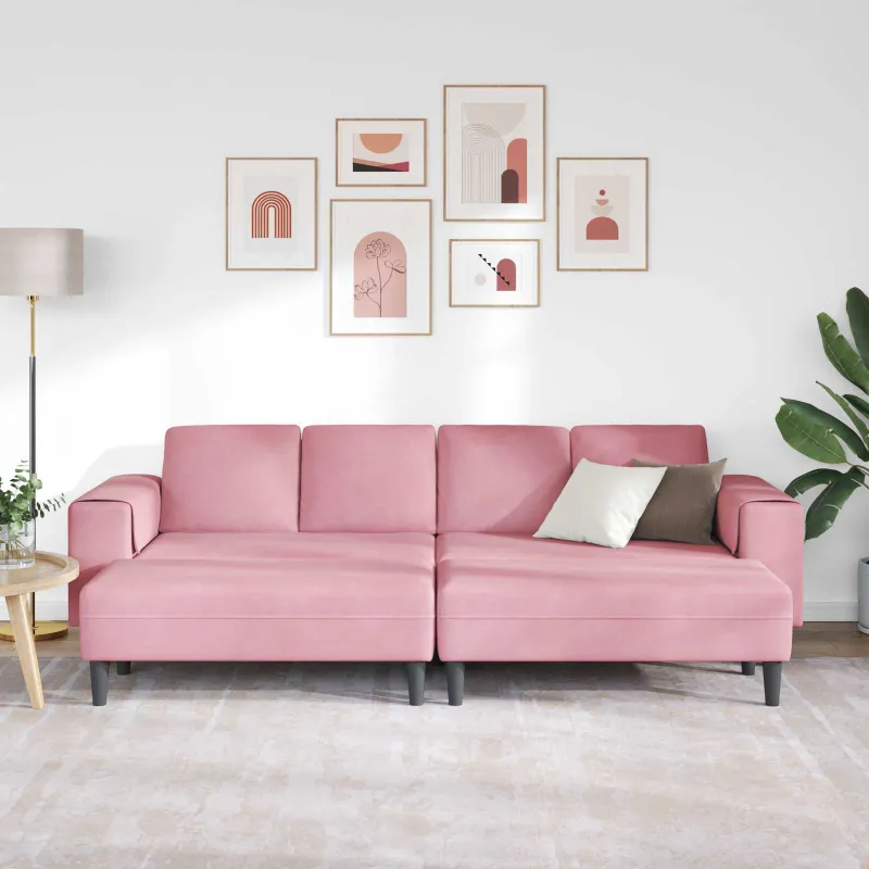 Svetainės sofa 3 pcs Rožinė 250 x 188 x 76 cm