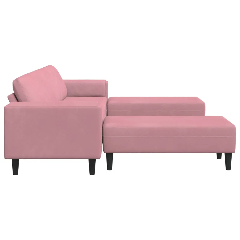 Svetainės sofa 3 pcs Rožinė 250 x 188 x 76 cm