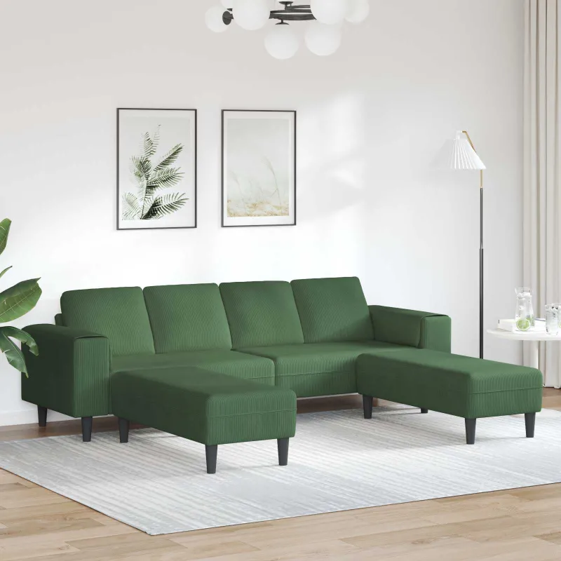 Sofa Tamsiai žalia 250 x 188 x 76 cm Kordūrinis audinys