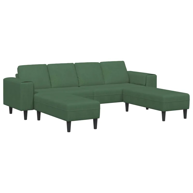 Sofa Tamsiai žalia 250 x 188 x 76 cm Kordūrinis audinys