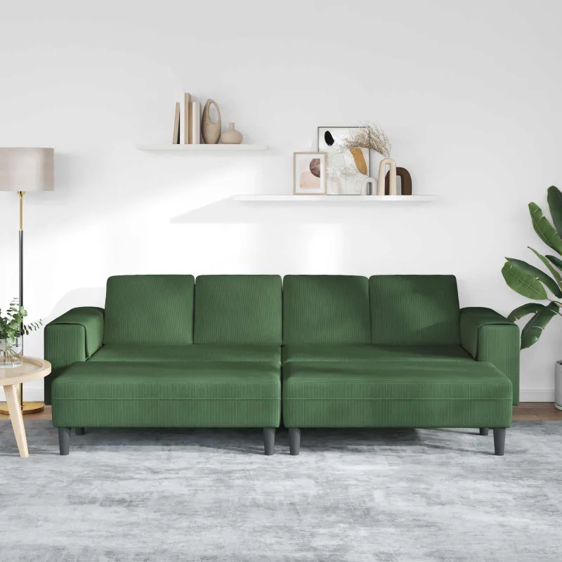 Sofa Tamsiai žalia 250 x 188 x 76 cm Kordūrinis audinys