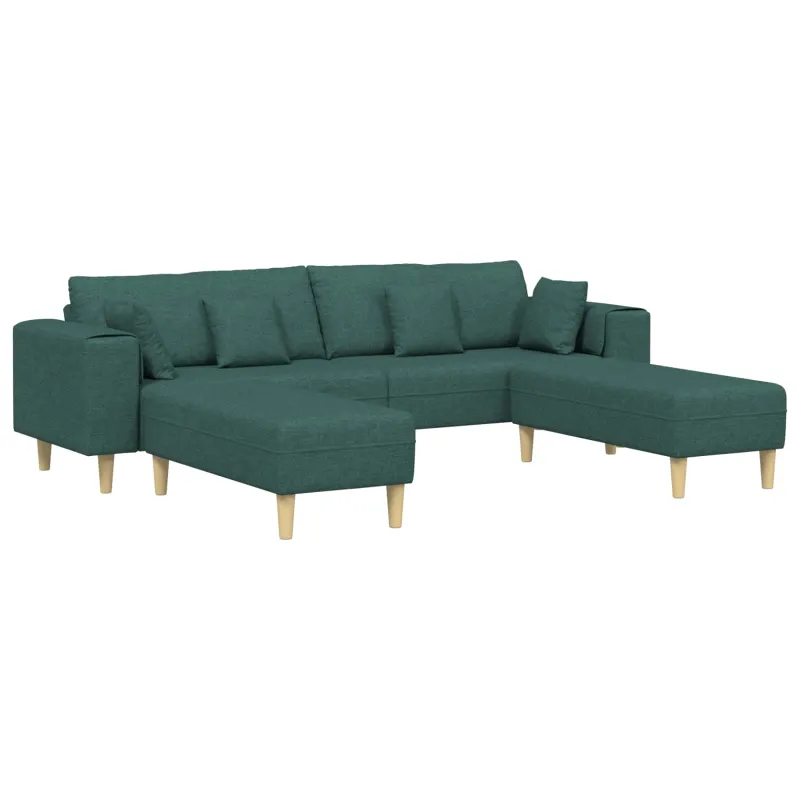 Sofa su pagalve 3 pcs Tamsiai žalia audinys