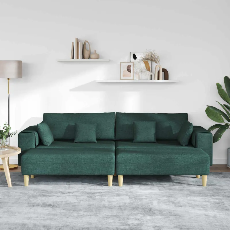 Sofa su pagalve 3 pcs Tamsiai žalia audinys