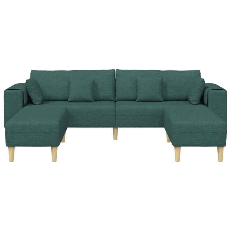 Sofa su pagalve 3 pcs Tamsiai žalia audinys
