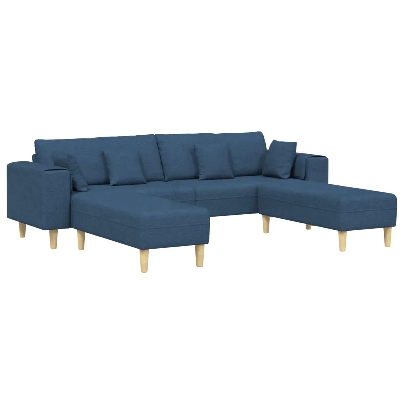 Sofa su pagalve 3 pcs Mėlyna audinys