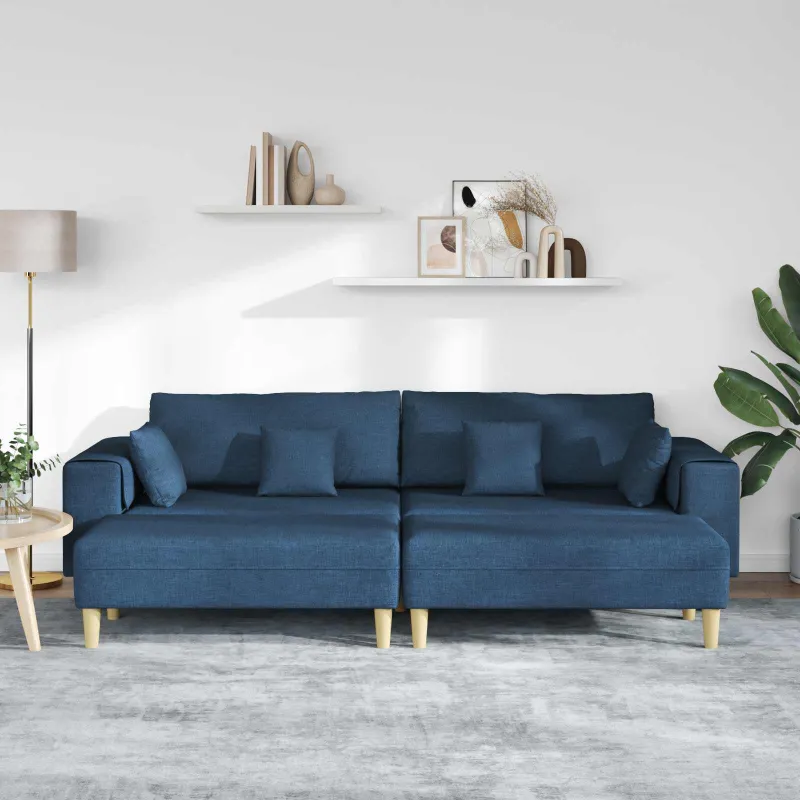 Sofa su pagalve 3 pcs Mėlyna audinys