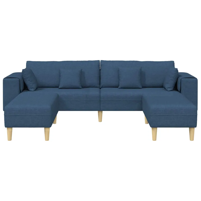 Sofa su pagalve 3 pcs Mėlyna audinys