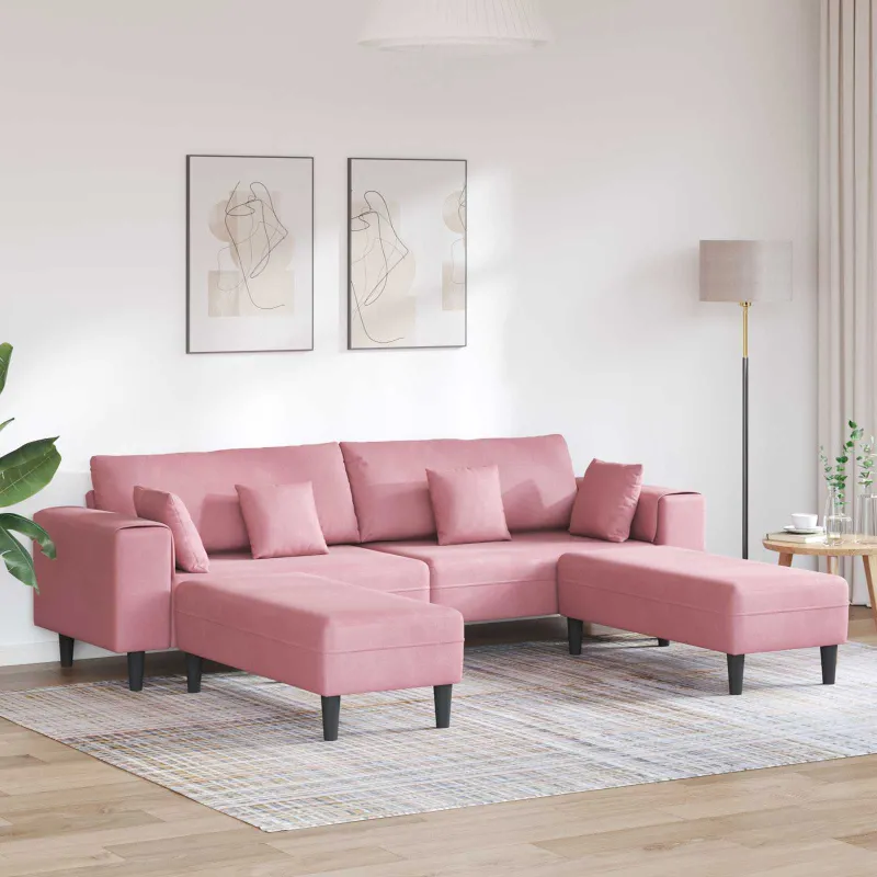 Sofa 3 pcs Rožinė 250 x 188 x 76 cm Aksomas