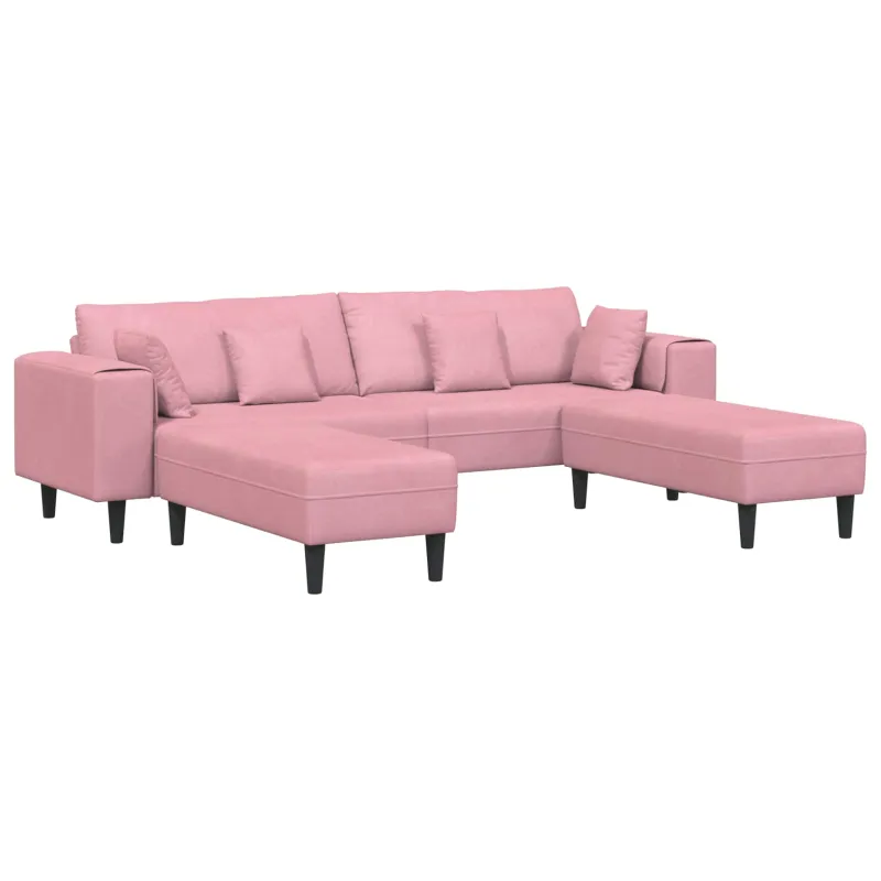 Sofa 3 pcs Rožinė 250 x 188 x 76 cm Aksomas