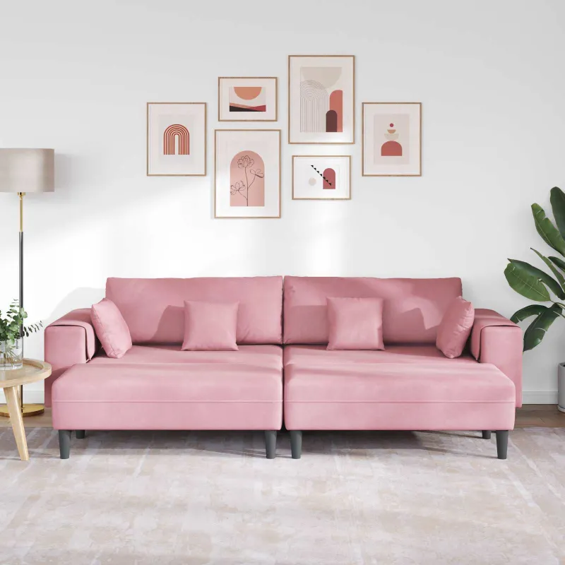 Sofa 3 pcs Rožinė 250 x 188 x 76 cm Aksomas