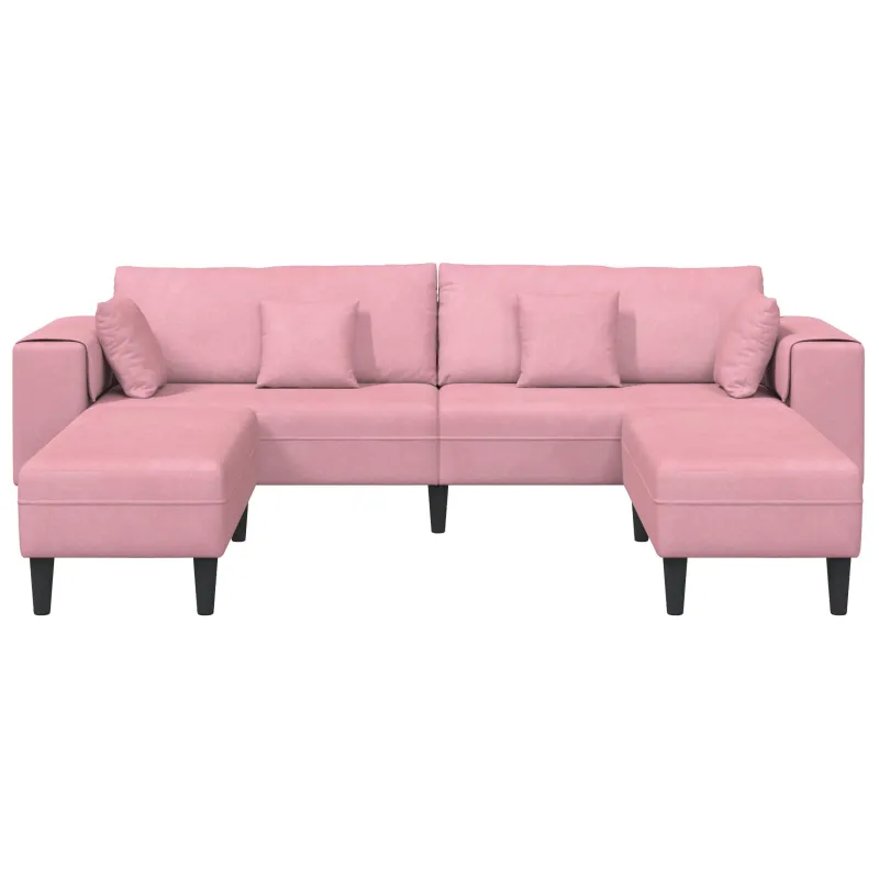 Sofa 3 pcs Rožinė 250 x 188 x 76 cm Aksomas