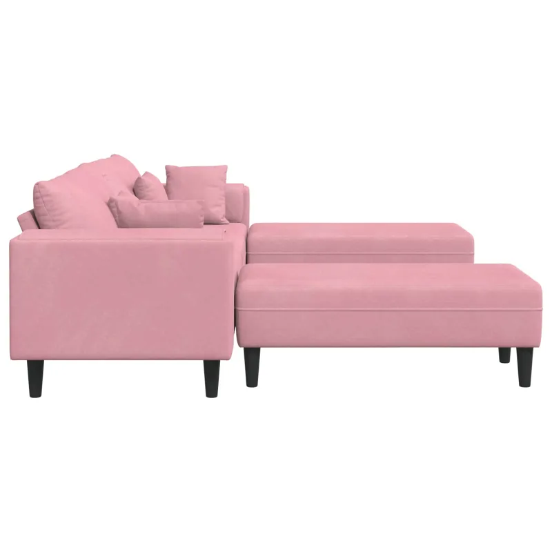Sofa 3 pcs Rožinė 250 x 188 x 76 cm Aksomas