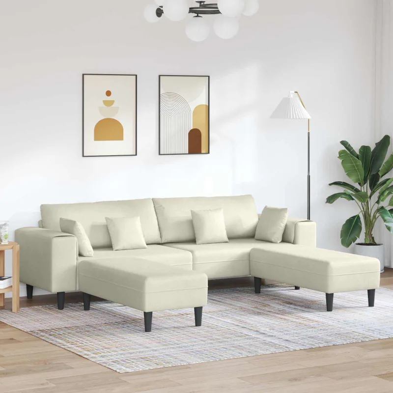 Sofa 3 pcs Kreminė 250 x 188 x 76 cm Aksomas