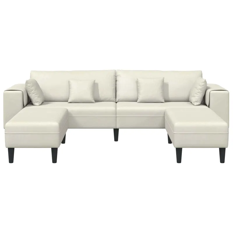 Sofa 3 pcs Kreminė 250 x 188 x 76 cm Aksomas
