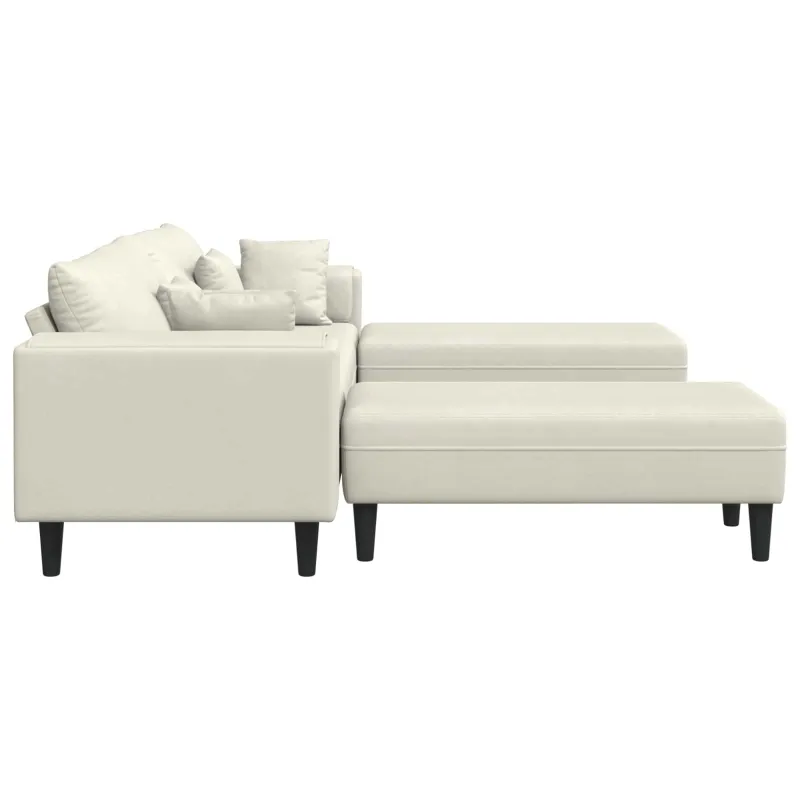 Sofa 3 pcs Kreminė 250 x 188 x 76 cm Aksomas