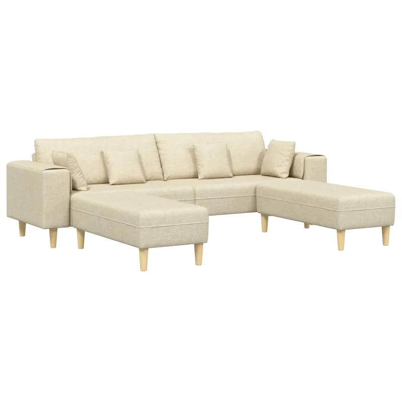 Sofa su pagalve 3 pcs Kreminė audinys