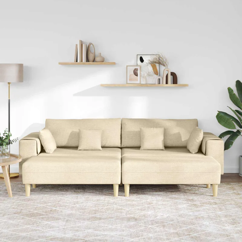 Sofa su pagalve 3 pcs Kreminė audinys