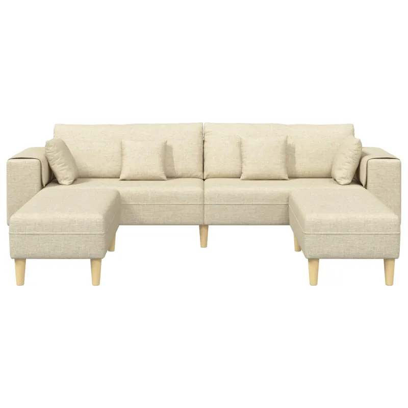 Sofa su pagalve 3 pcs Kreminė audinys