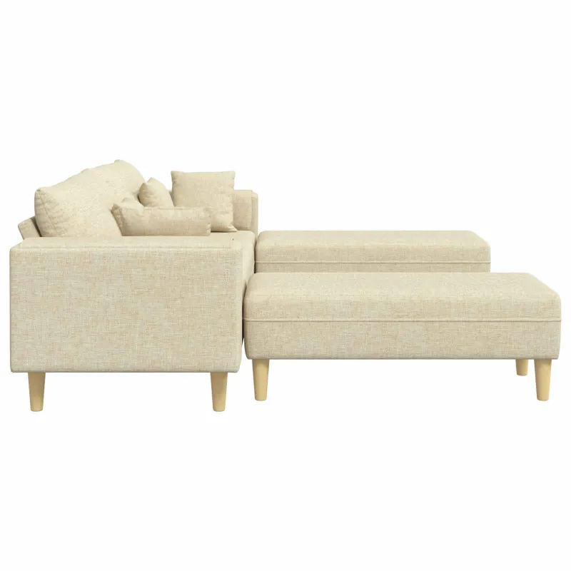 Sofa su pagalve 3 pcs Kreminė audinys
