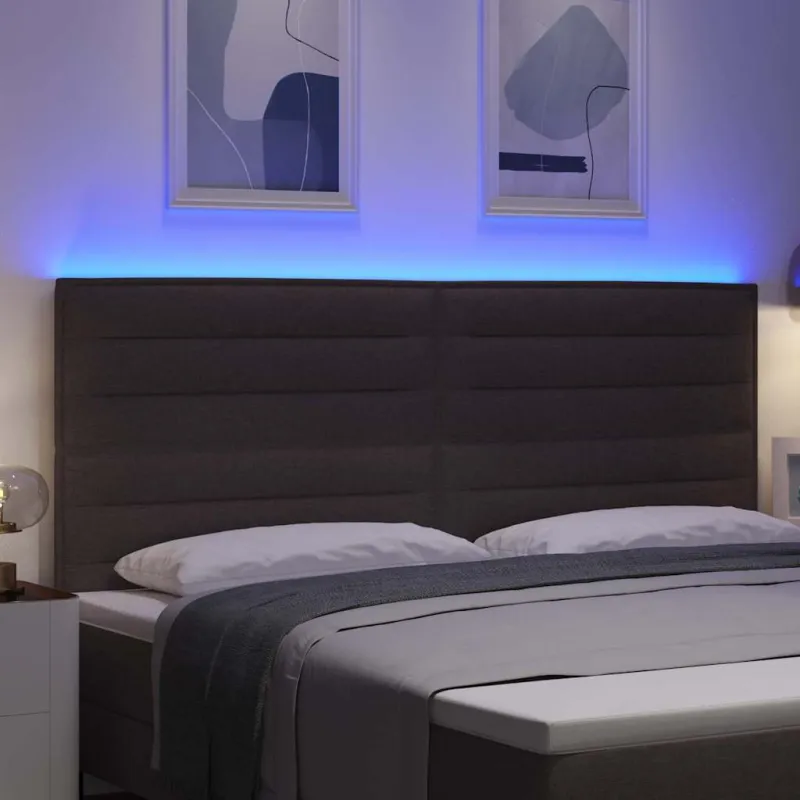 LED galvūgalis su LED juostelėmis Tamsiai rudas 200 cm audinys
