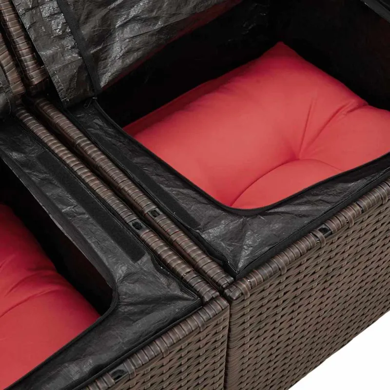 Sofos komplektas su pagalve 6 pcs Ruda ir raudona poliratanas