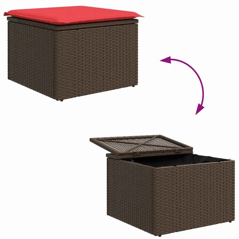 Sofos komplektas su pagalve 6 pcs Ruda ir raudona poliratanas