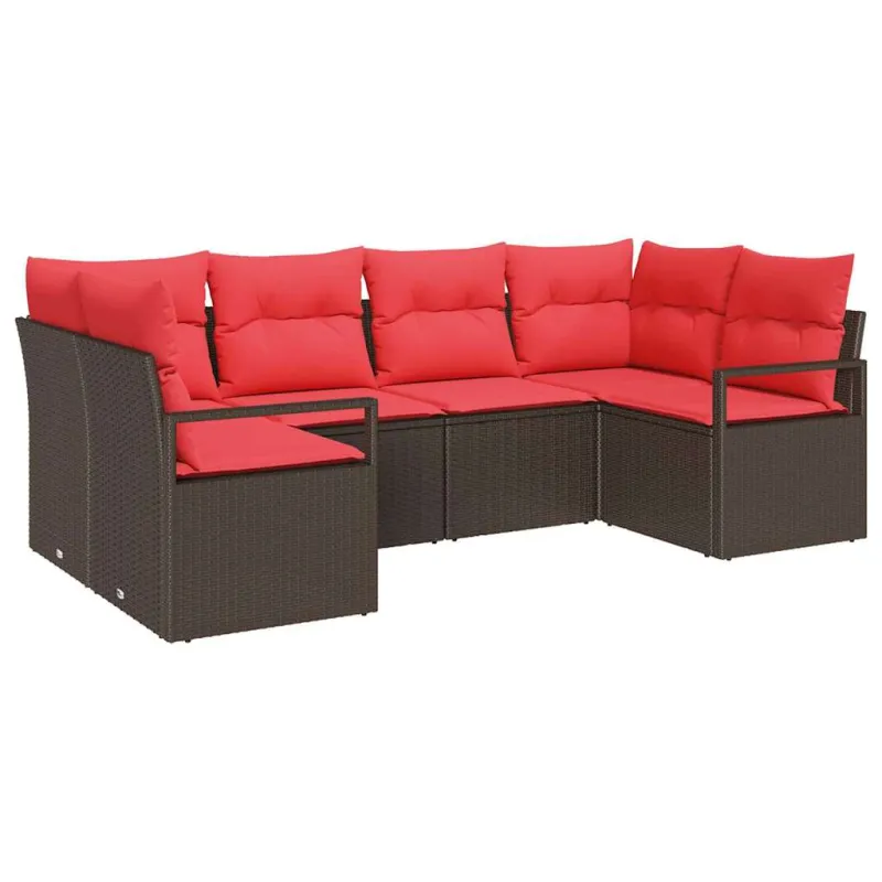 Sodo Sofų Rinkinys su pagalve 6 pcs Ruda ir raudona poliratanas