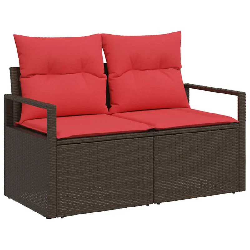 Sodo Sofų Rinkinys su pagalve 6 pcs Ruda ir raudona poliratanas