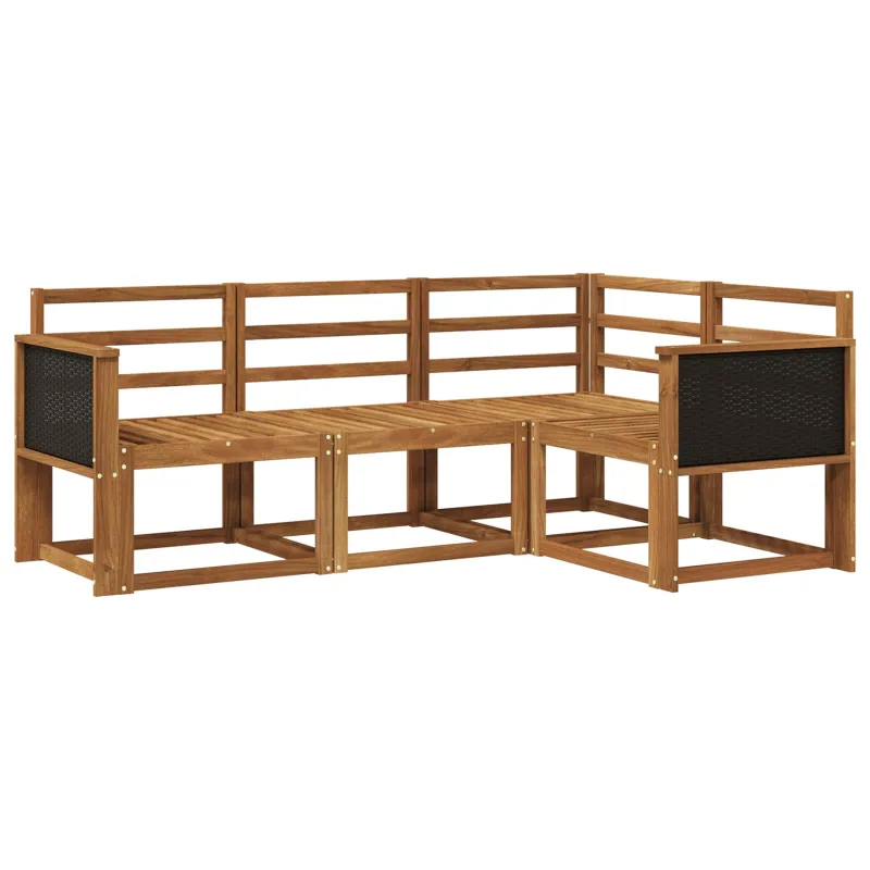 Lauko sofos komplektas 4 pcs Natūrali Kietos akacijos mediena