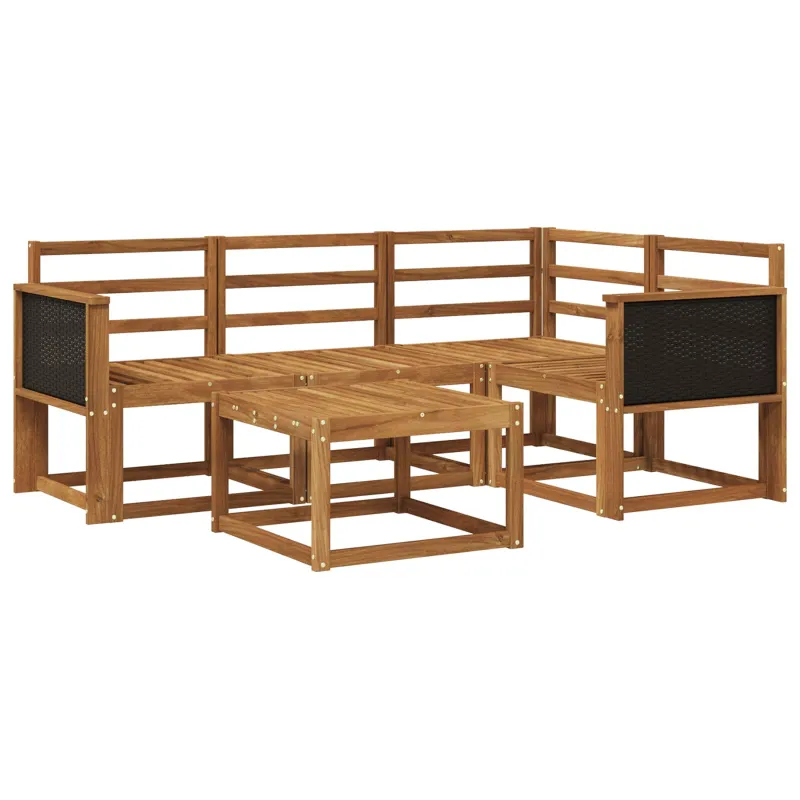 Lauko sofos komplektas 5 pcs Natūrali Kietos akacijos mediena
