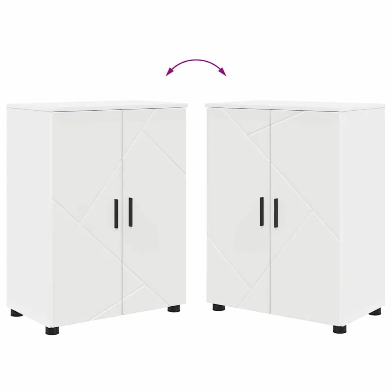 Vonios baldų rinkinys 4 pcs Balta Apdirbta mediena & metalas