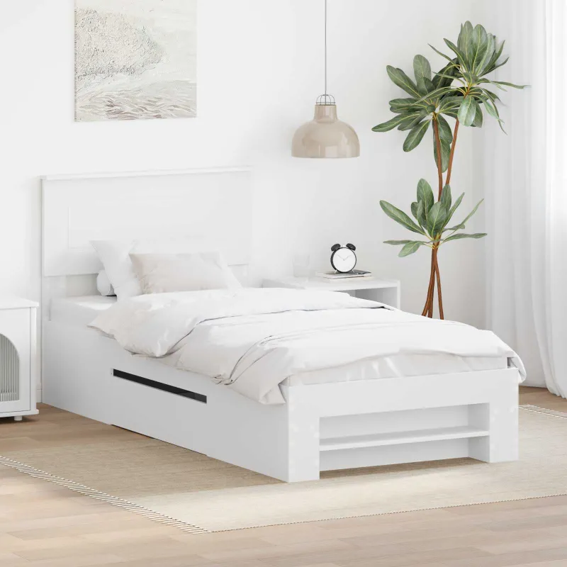 Lovos rėmas su galvūgalio Balta 90 x 200 cm Apdirbta mediena