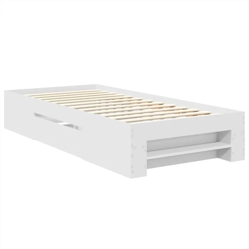 Lovos rėmas su galvūgalio Balta 90 x 200 cm Apdirbta mediena