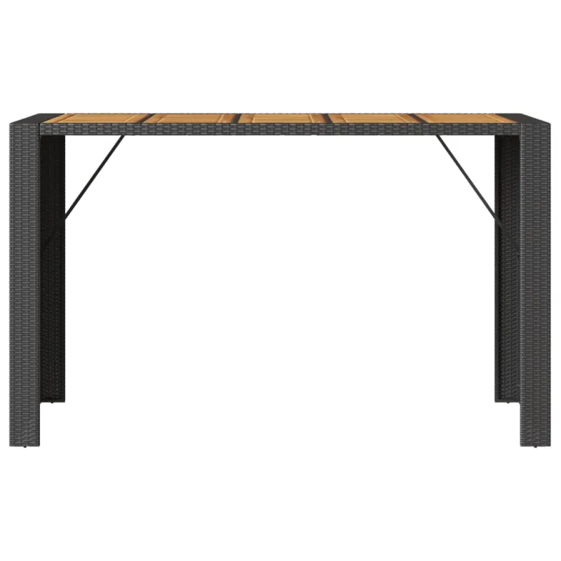 Akatsiapöytä, musta, 185x80x110cm, PE-ratanoa, akatsiapintaisella pöytätasolla