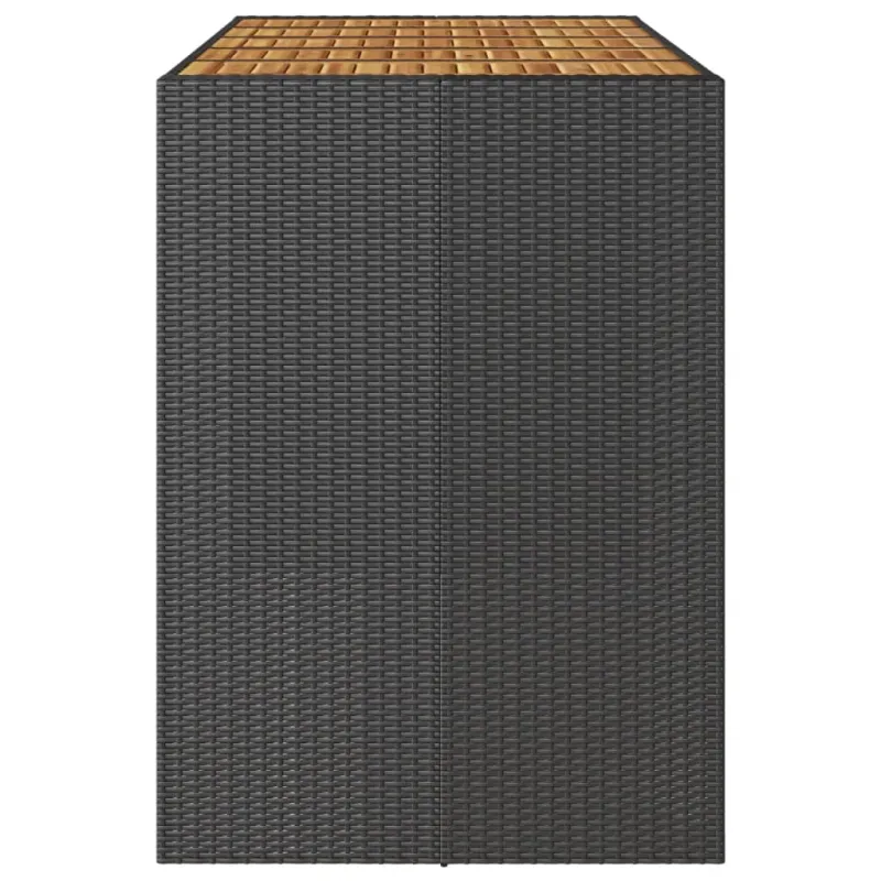 Akatsiapöytä, musta, 185x80x110cm, PE-ratanoa, akatsiapintaisella pöytätasolla