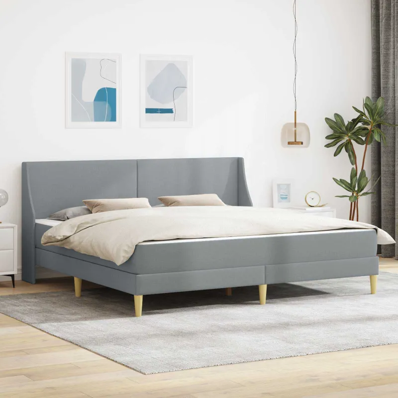 Lovos rėmas su čiužiniu Šviesiai pilka 180 x 200 cm audinys