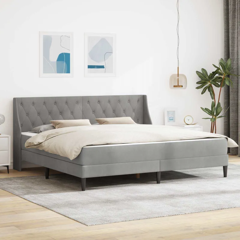 Lovos rėmas su čiužiniu Šviesiai pilka 180 x 200 cm Aksomas
