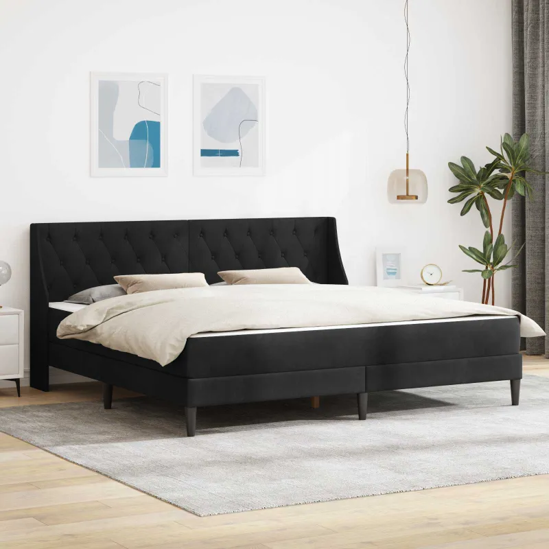 Lovos rėmas su čiužiniu Juodas 180 x 200 cm Aksomas