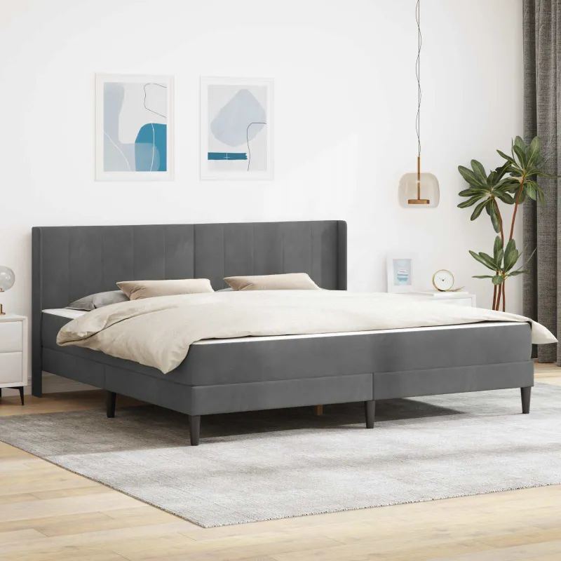 Lovos rėmas su čiužiniu Tamsiai pilka 180 x 200 cm Aksomas