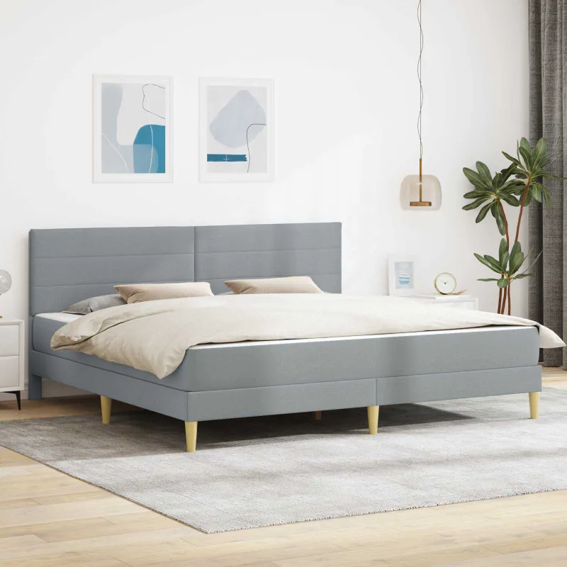 Lovos rėmas su čiužiniu Šviesiai pilka 180 x 200 cm audinys