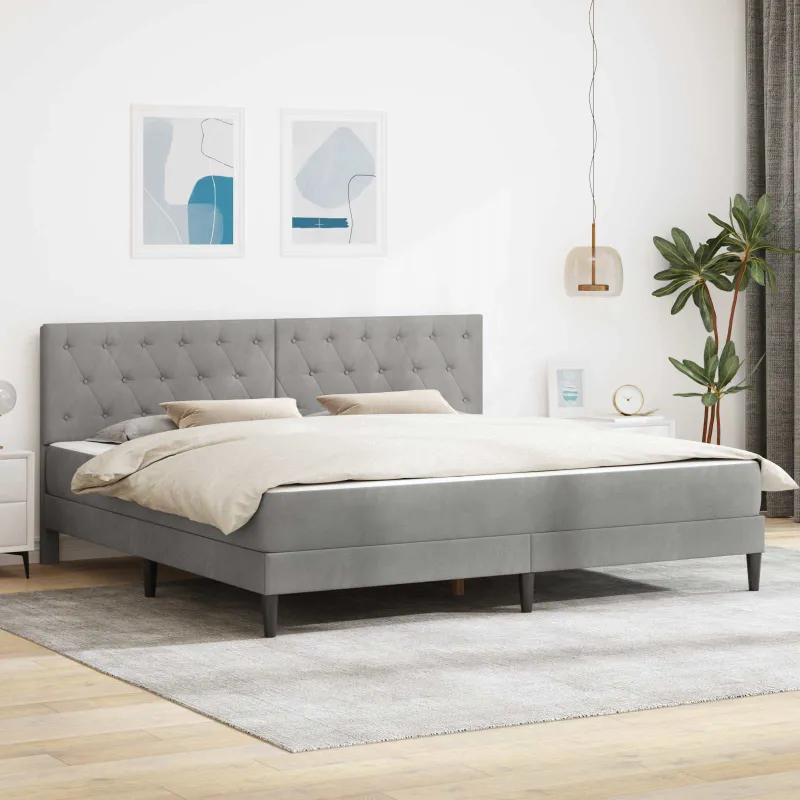 Lovos rėmas su čiužiniu Šviesiai pilka 180 x 200 cm Aksomas