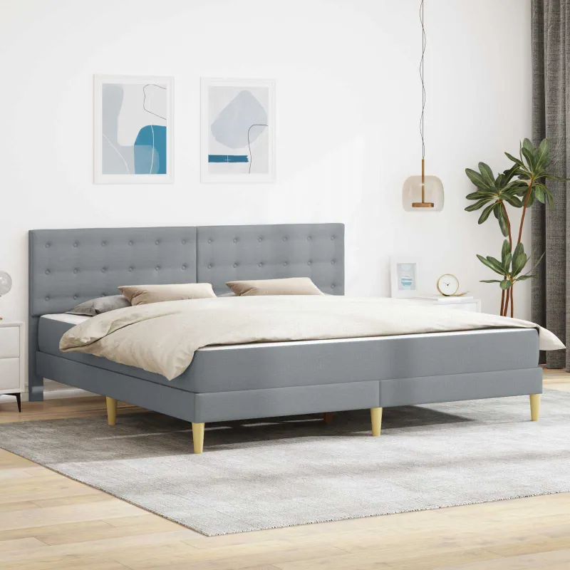 Lovos rėmas su čiužiniu Šviesiai pilka 180 x 200 cm audinys