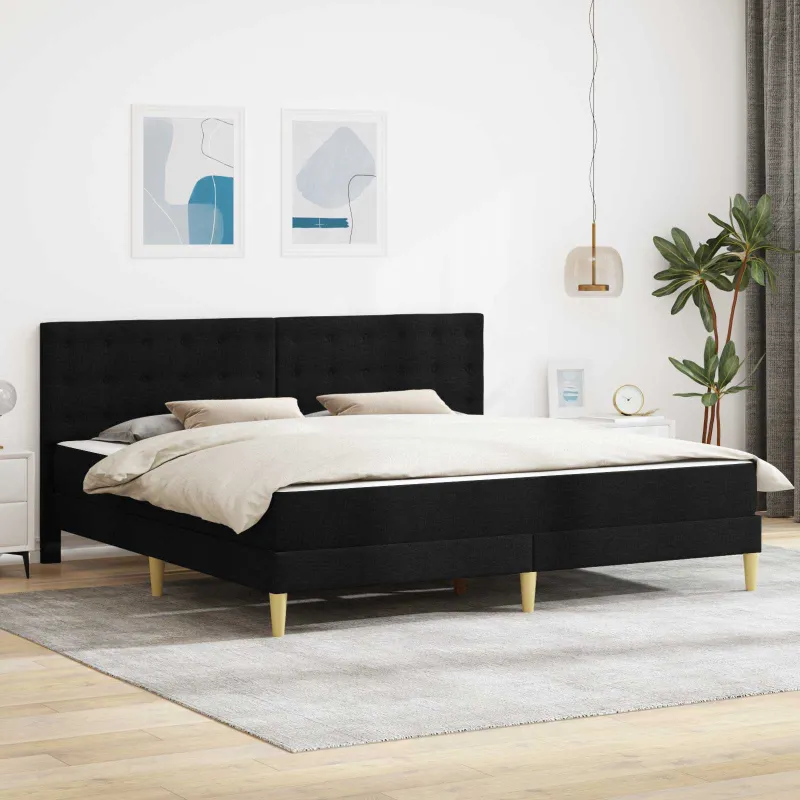 Lovos rėmas su čiužiniu Juodas 180 x 200 cm audinys