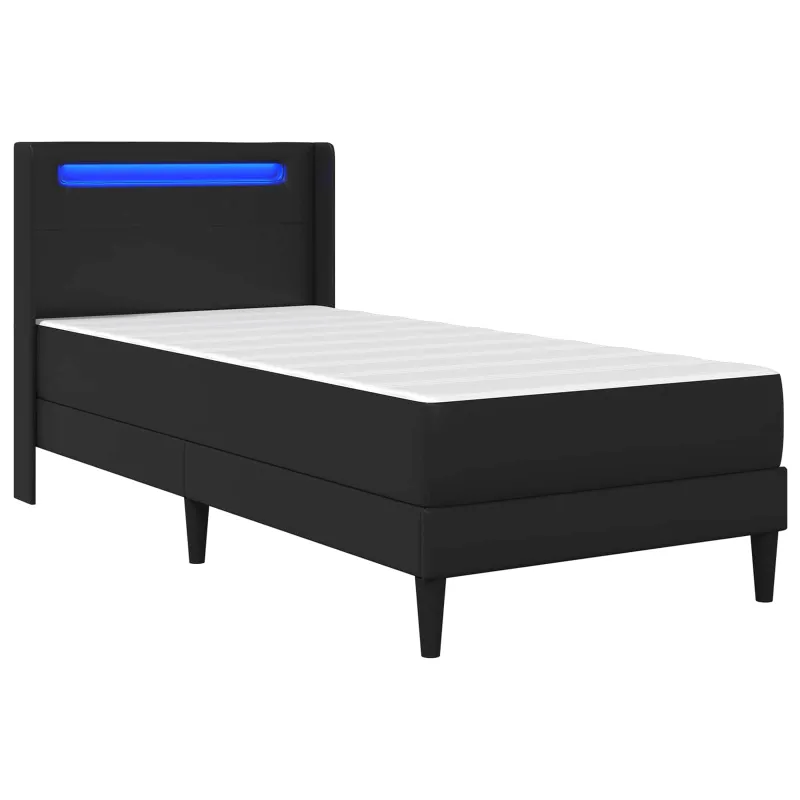 Lovos rėmas su LED juostelėmis Juoda 90 x 190 cm Dirbtinė oda